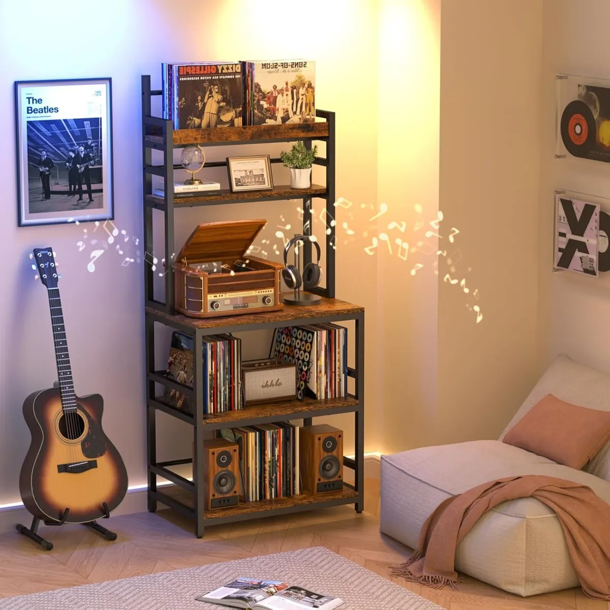 Record Player Stand with Vinyl Storage Turntable - Image 2