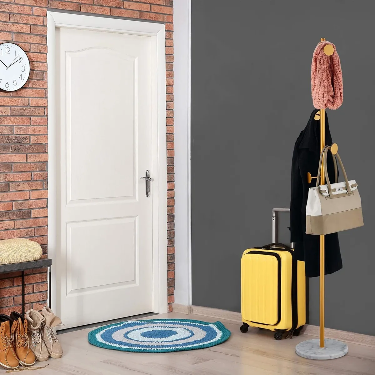 Marble Coat Stand Standing 5 Hooks Rack H 172 x D - Image 2