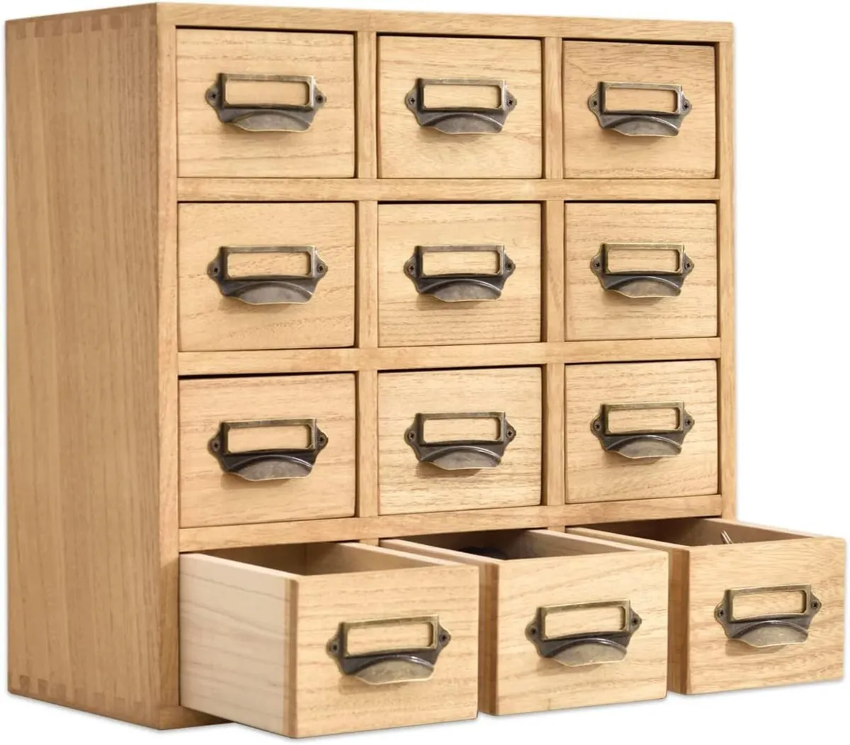 Wood Desktop Drawer Organiser 12 Mini Drawers - Image 1