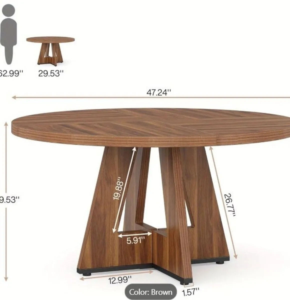 Elegant 120cm Round Walnut Dining Table - Image 2