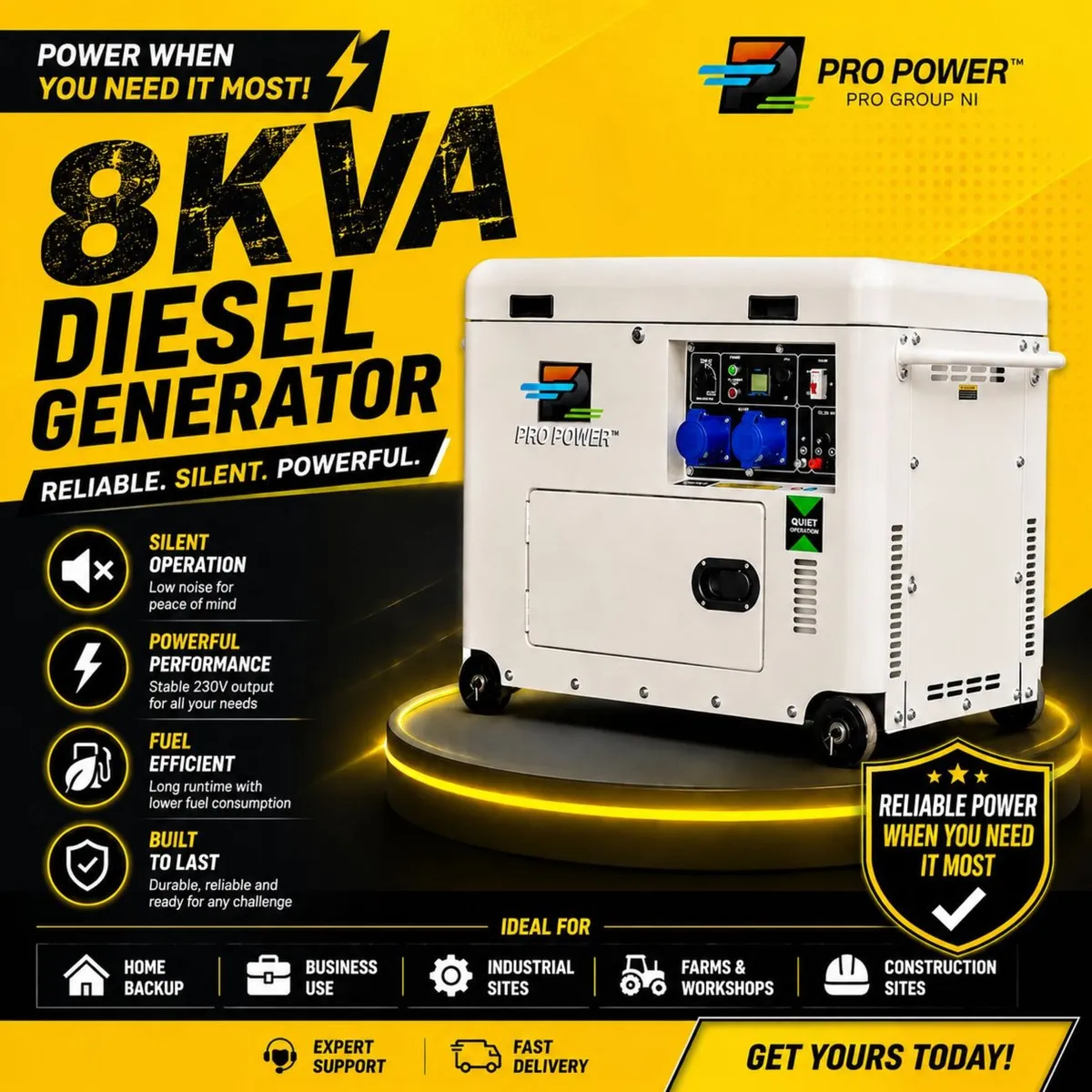 8KVA QUIET Diesel Generator - Pro Group NI - Image 1