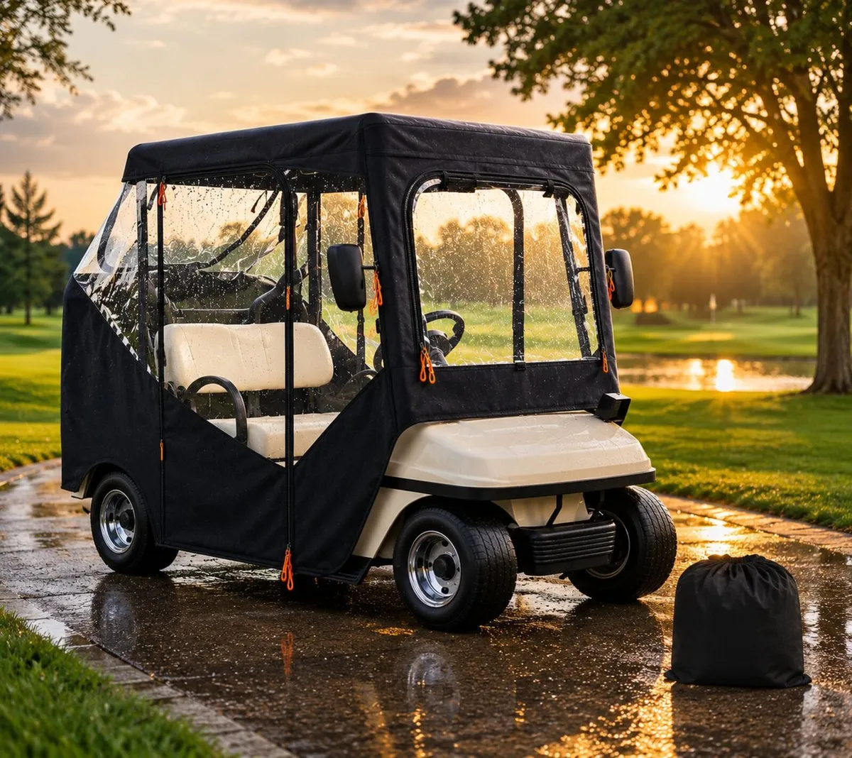 2 Passenger Golf Cart Cover Waterproof Driving Enc - Image 2