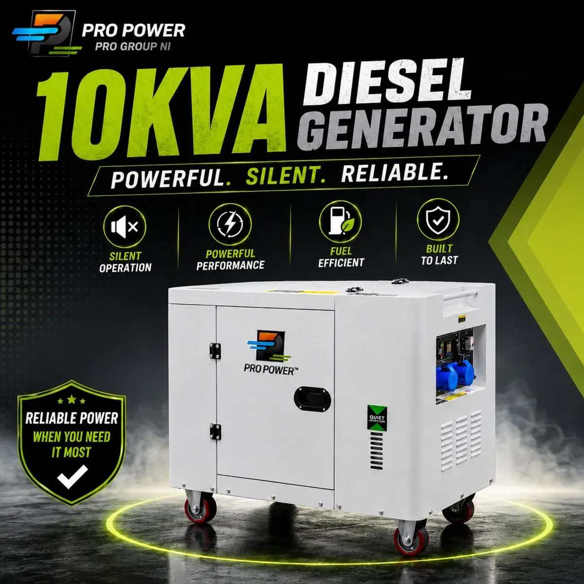 10KVA Semi-Enclosed Quiet Diesel Generator - Image 1
