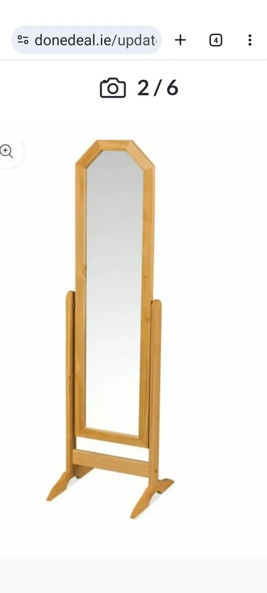 Full length antique pine Cheval bedroom mirror - Image 1