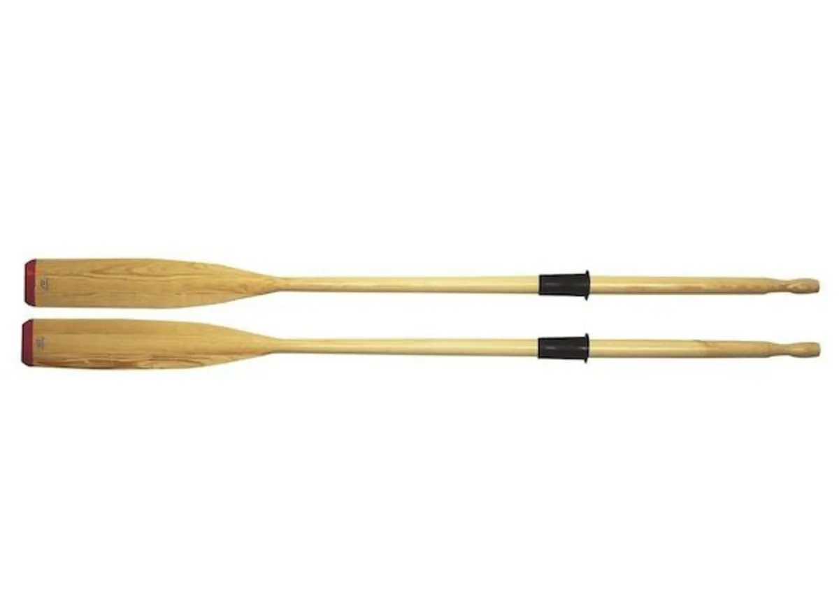 Pair of wooden oars, inc collars - Image 1
