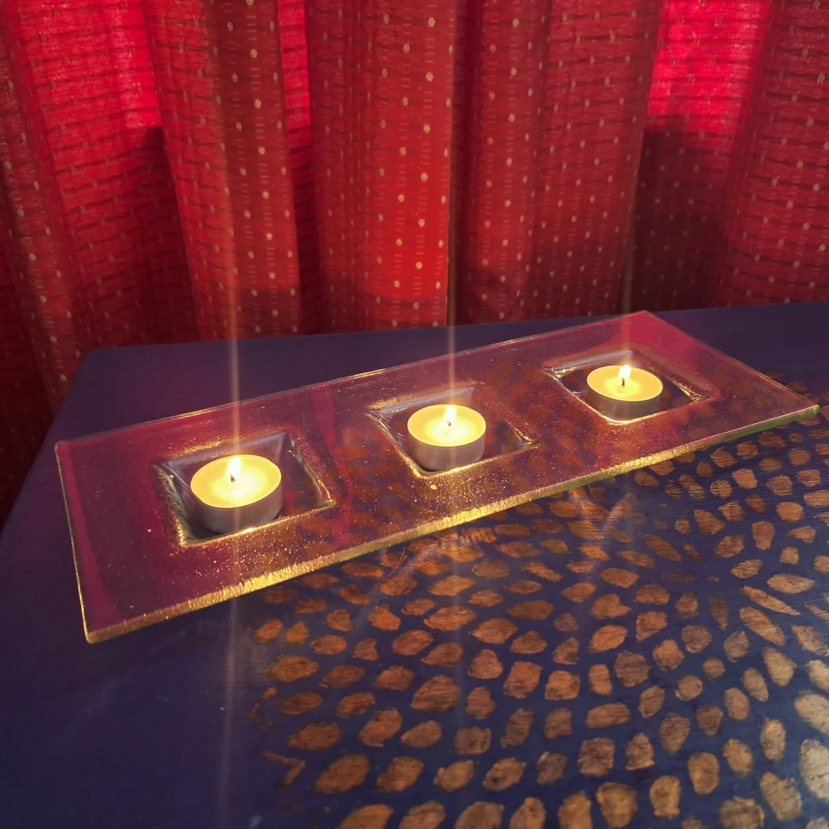 ​Handcrafted Fused Glass 3-Tealight Holder - Image 2