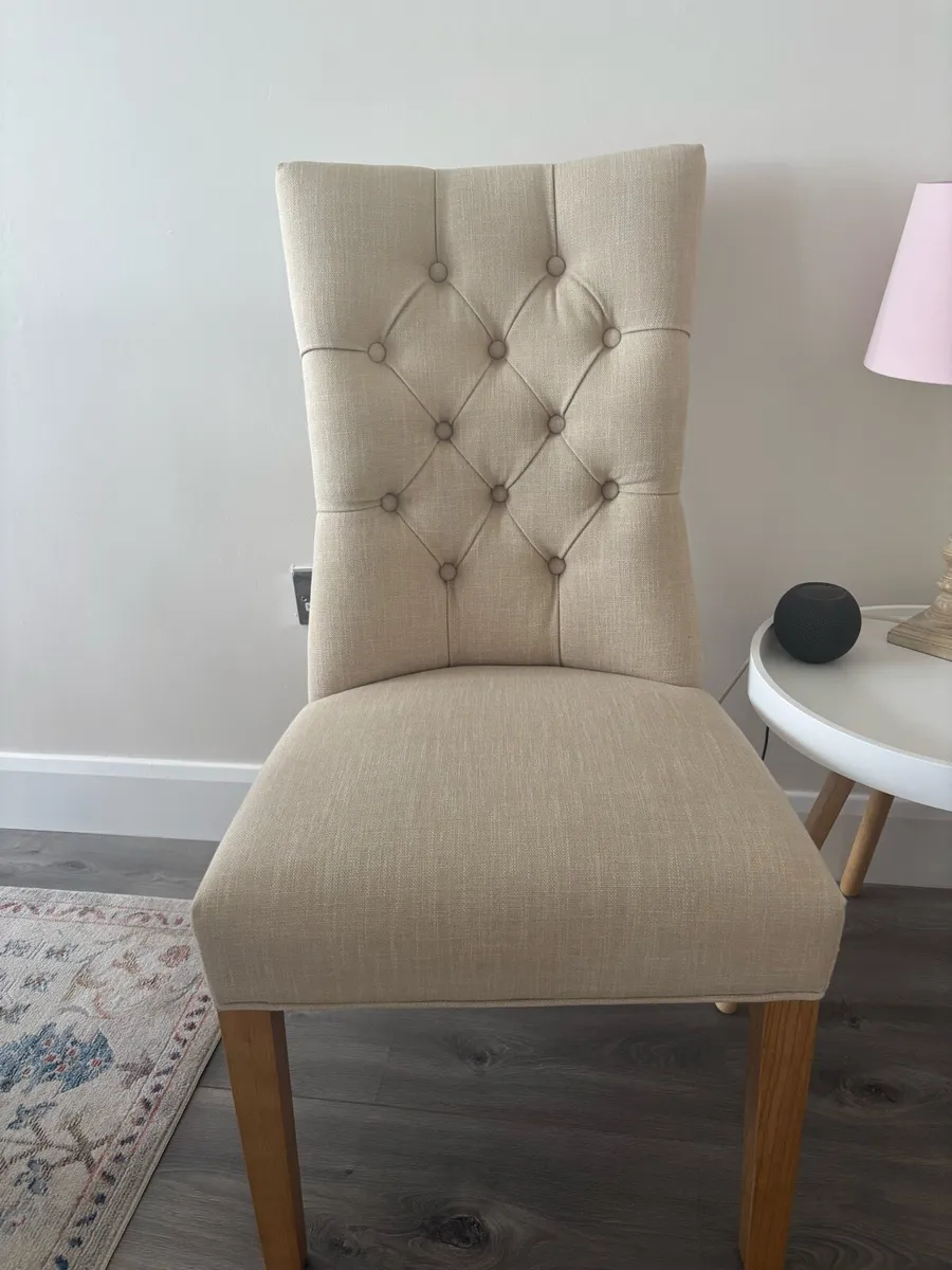 2 x Beige Chairs & Oak legs - Image 3