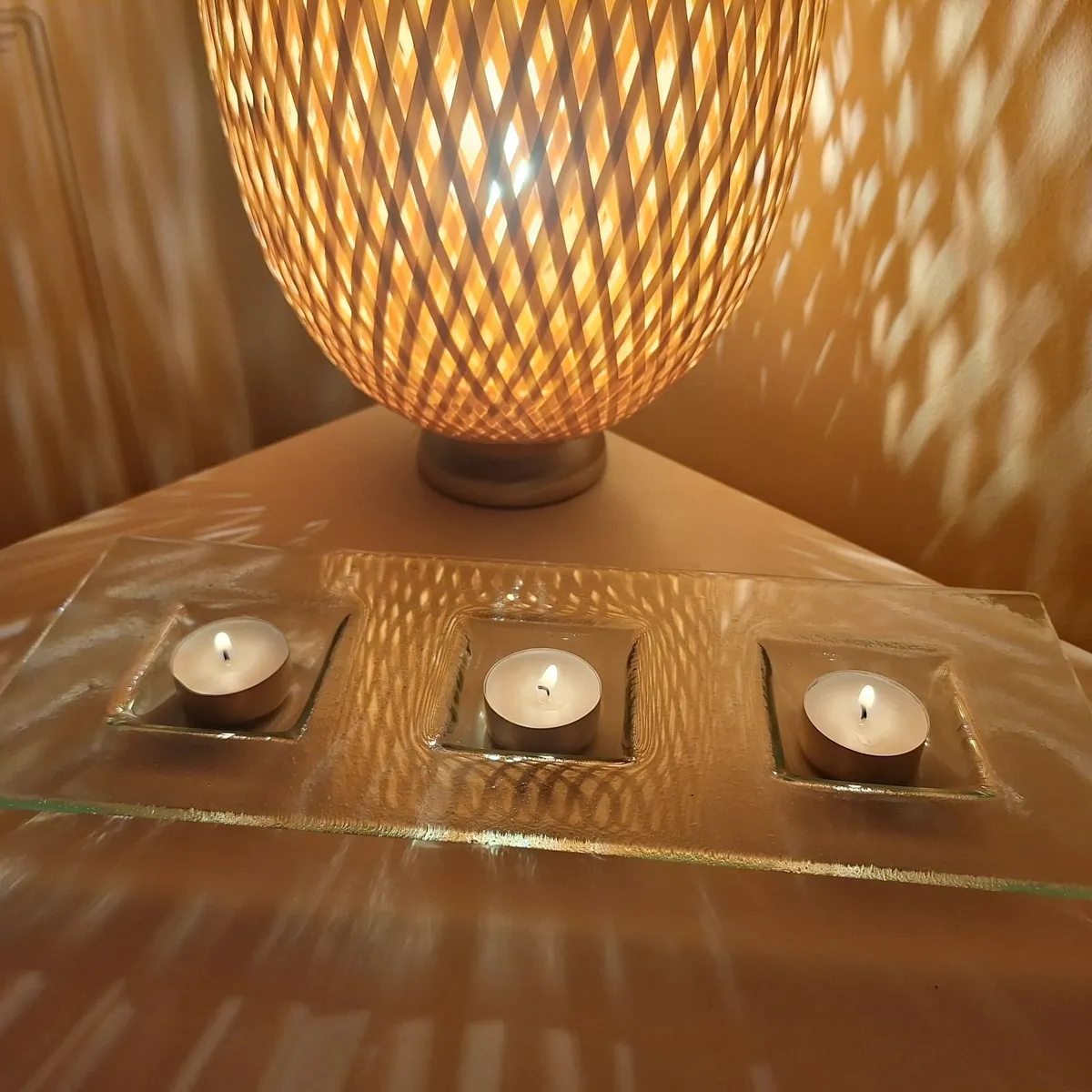 ​Handcrafted Fused Glass 3-Tealight Holder - Image 4