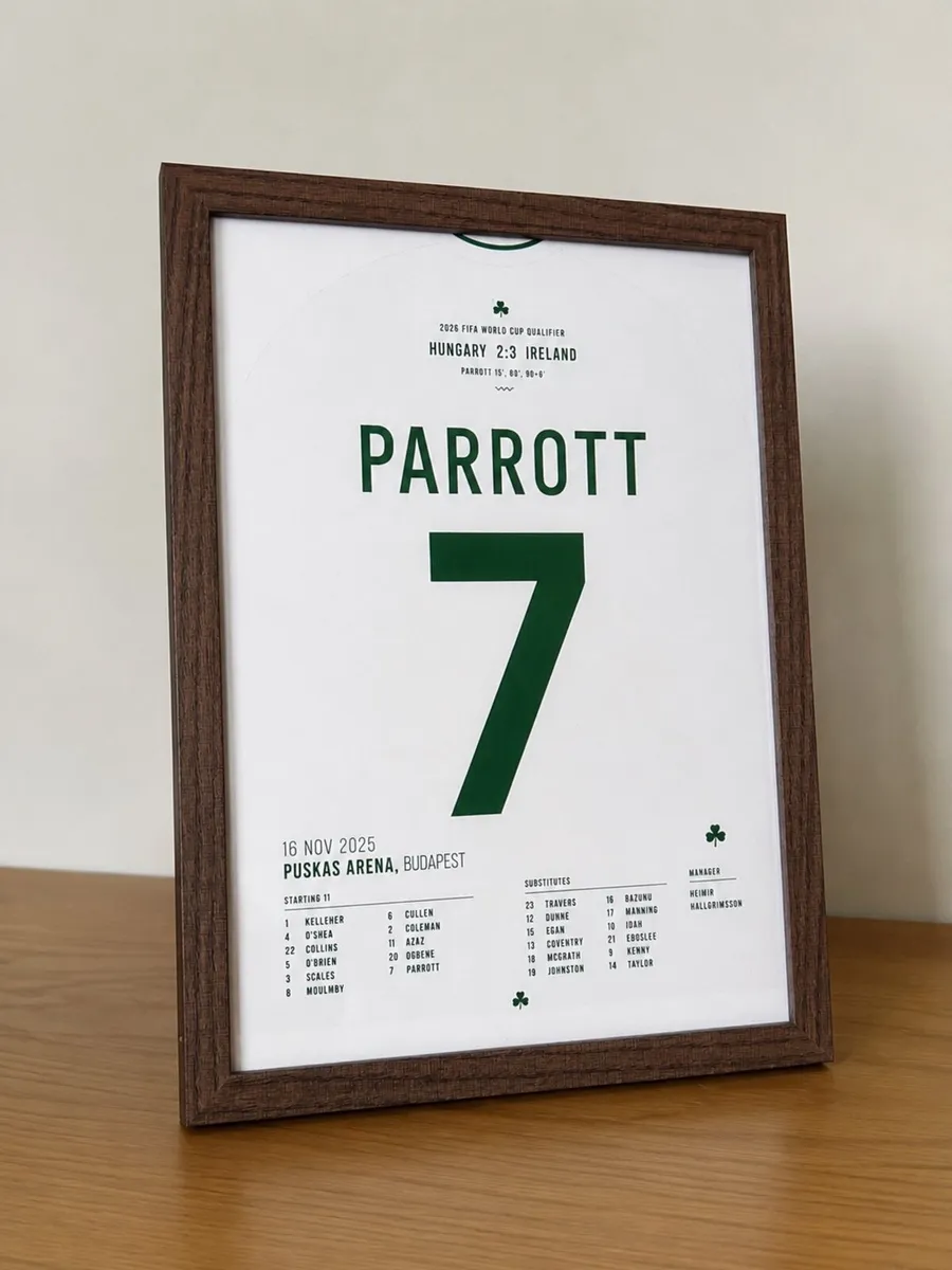 Framed Troy Parrott Ireland Football Print - Image 1