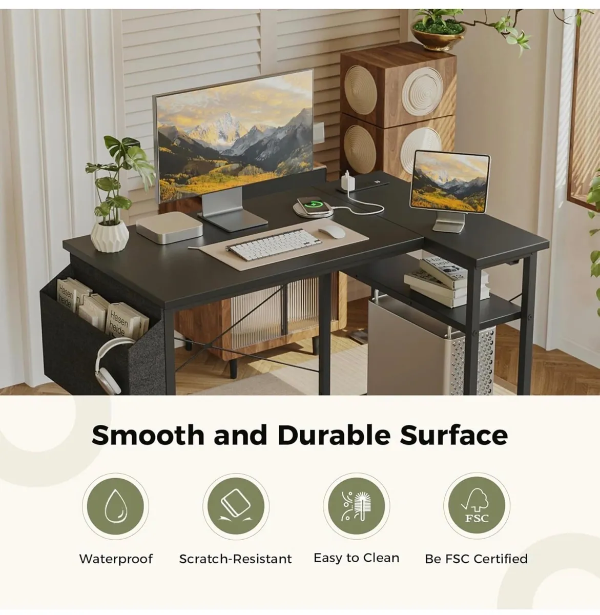 Small L Shaped Desk with Power Outlets,100 cm L Co - Image 3