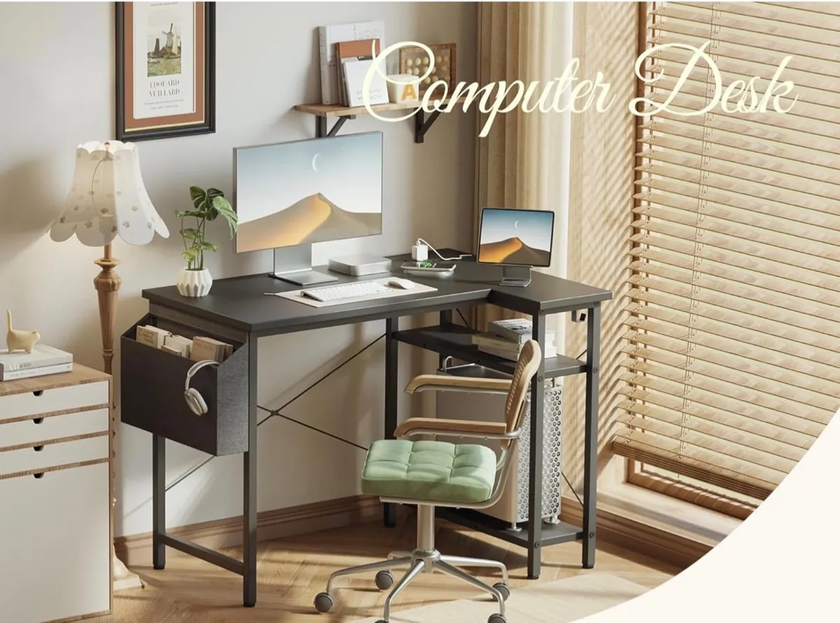 Small L Shaped Desk with Power Outlets,100 cm L Co - Image 4
