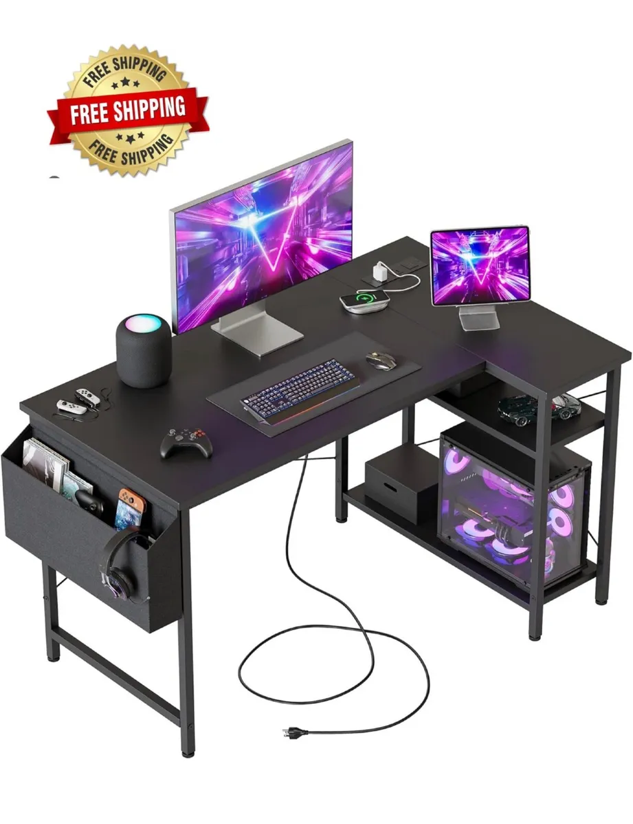 Small L Shaped Desk with Power Outlets,100 cm L Co - Image 1