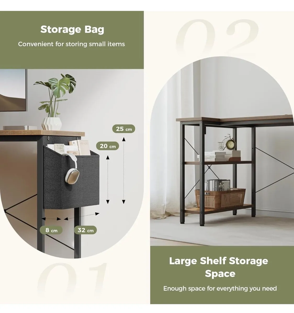 Small L Shaped Desk with Power Outlets,100 cm L Co - Image 3
