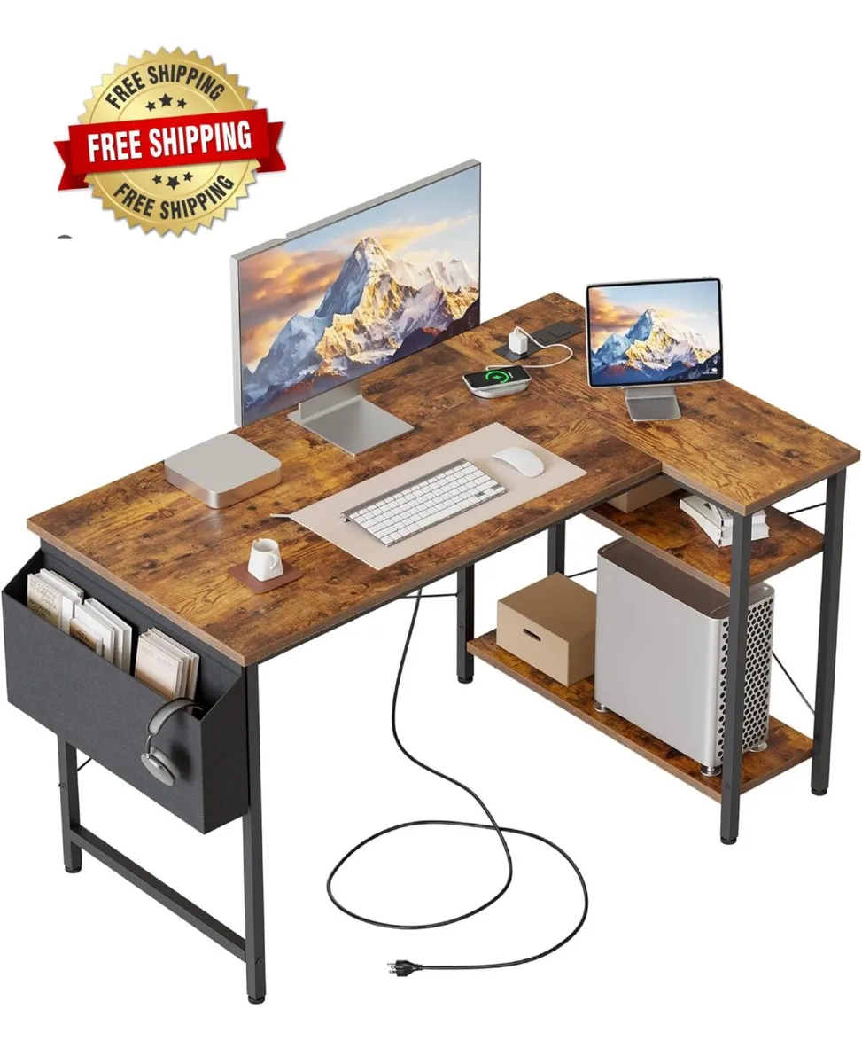 Small L Shaped Desk with Power Outlets,100 cm L Co - Image 1