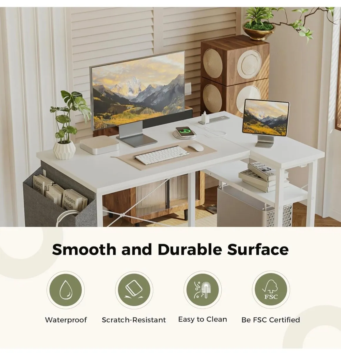 Small L Shaped Desk with Power Outlets,100 cm L Co - Image 3
