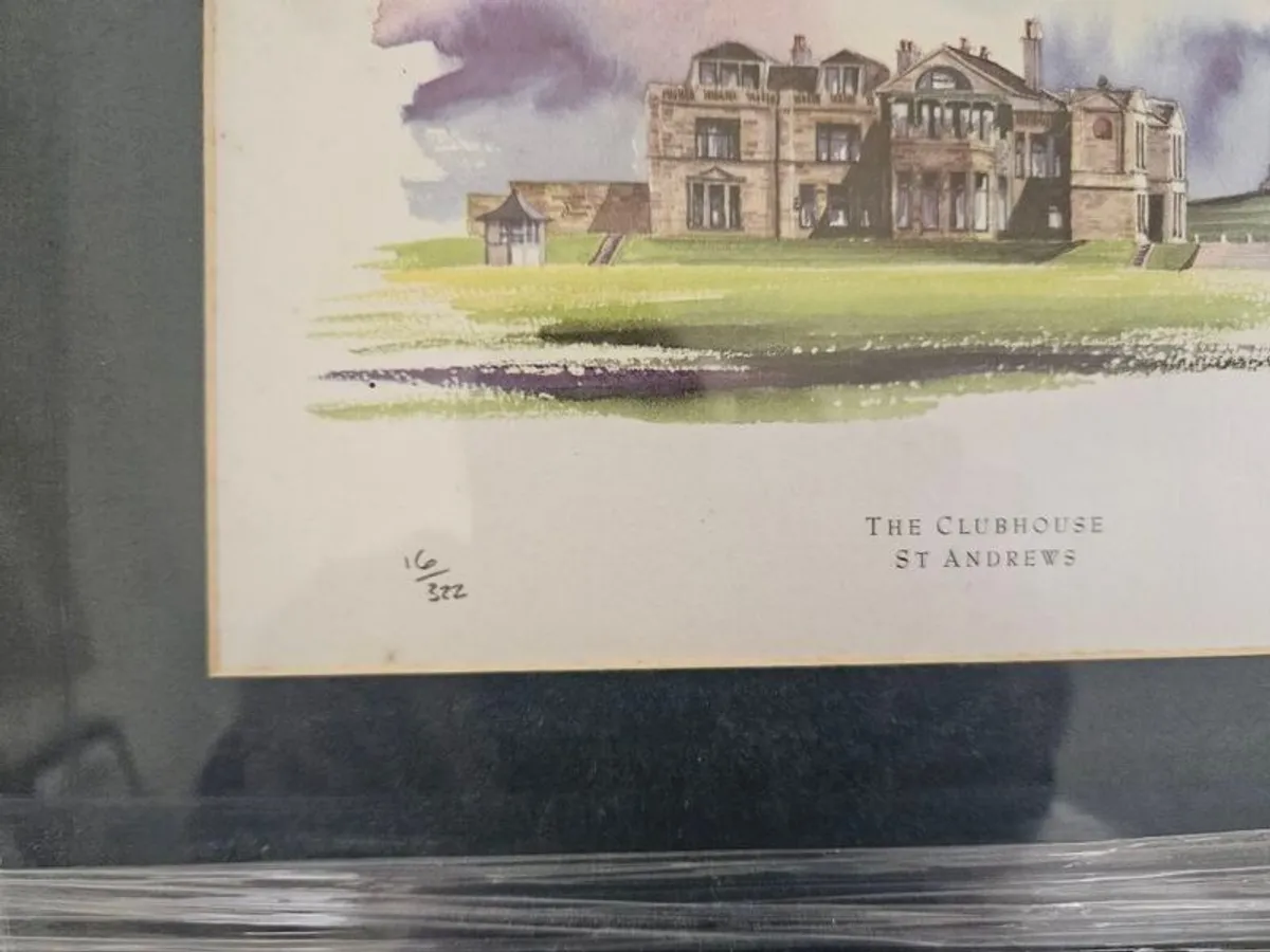 2 matching framed St Andrews 100th anniv golf prints. Printed on 100% linen board using lightfast inks - Image 4