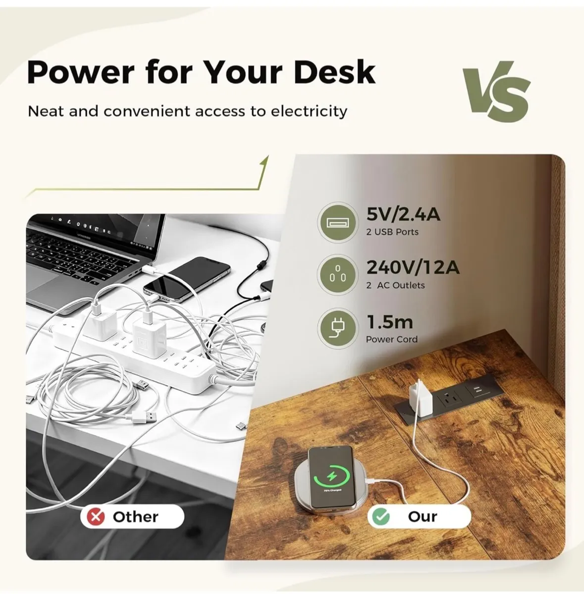 Small L-Shaped Desk with LED, 120x70cm Computer De - Image 3