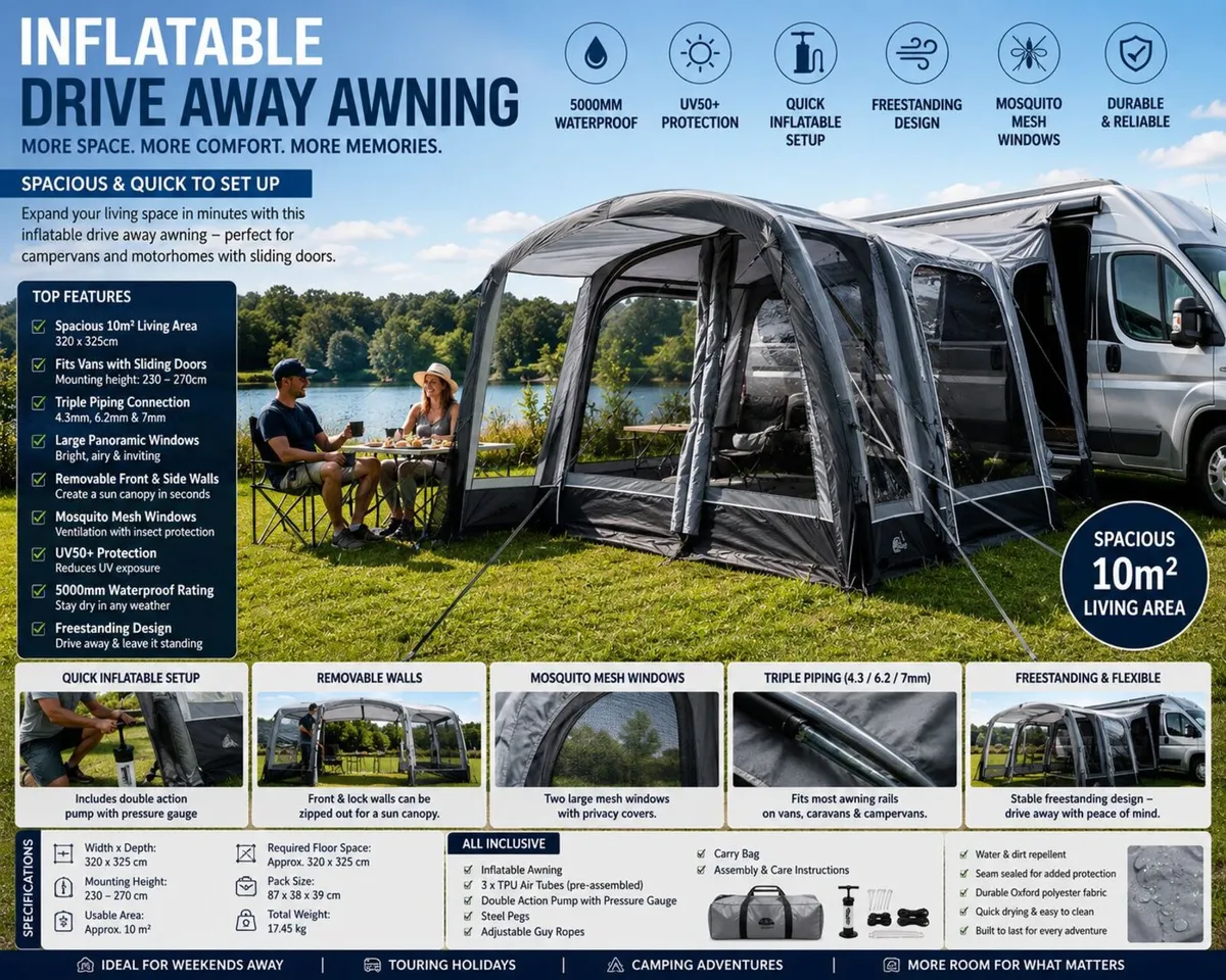 Inflatable Drive Away Campervan Awning – 10m² Livi - Image 1