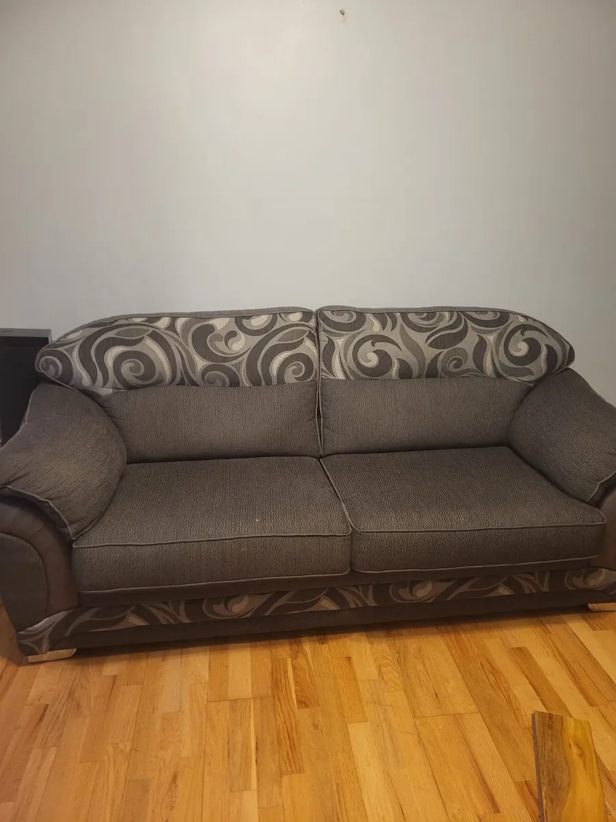 Grey 3 seater and 1 large armchair - Image 2