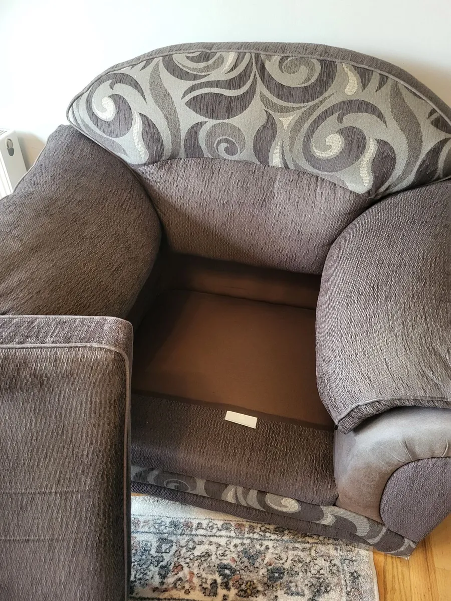 Grey 3 seater and 1 large armchair - Image 3