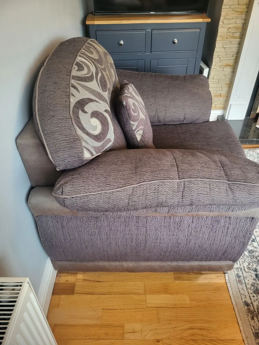 Grey 3 seater and 1 large armchair - Image 4
