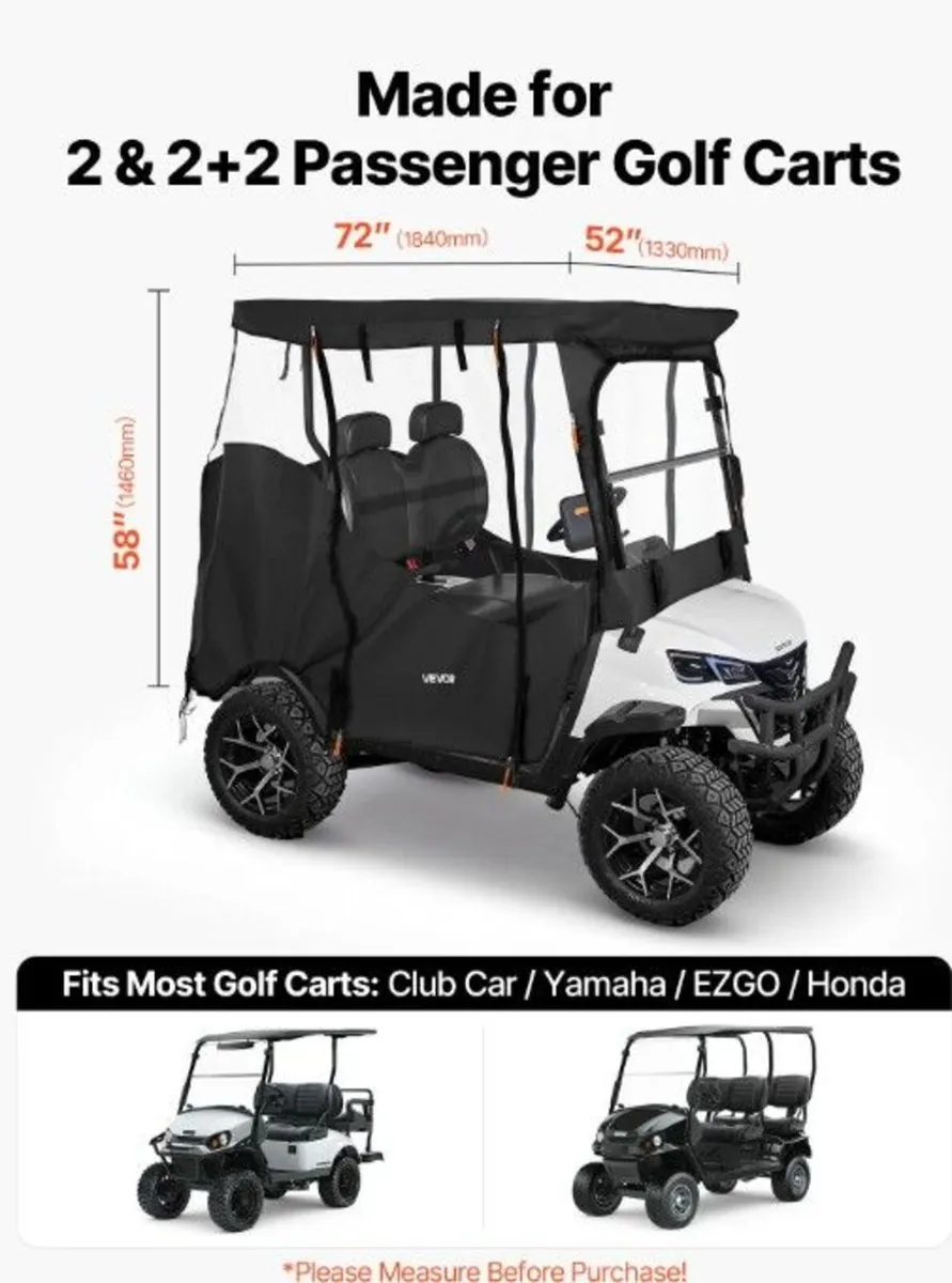 Waterproof Golf Cart Full Enclosure Cover 600D Hea - Image 3