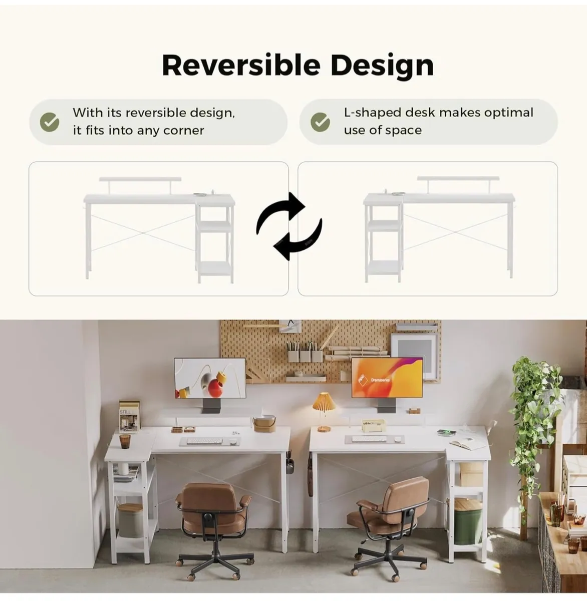 L-Shaped Desk with LED, 120x70cm Computer Desk wit - Image 4