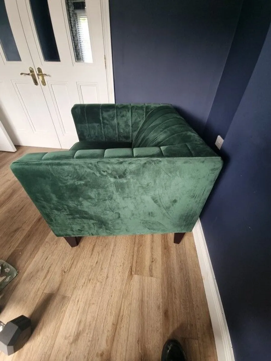 Green Fabric Loveseat - Image 2