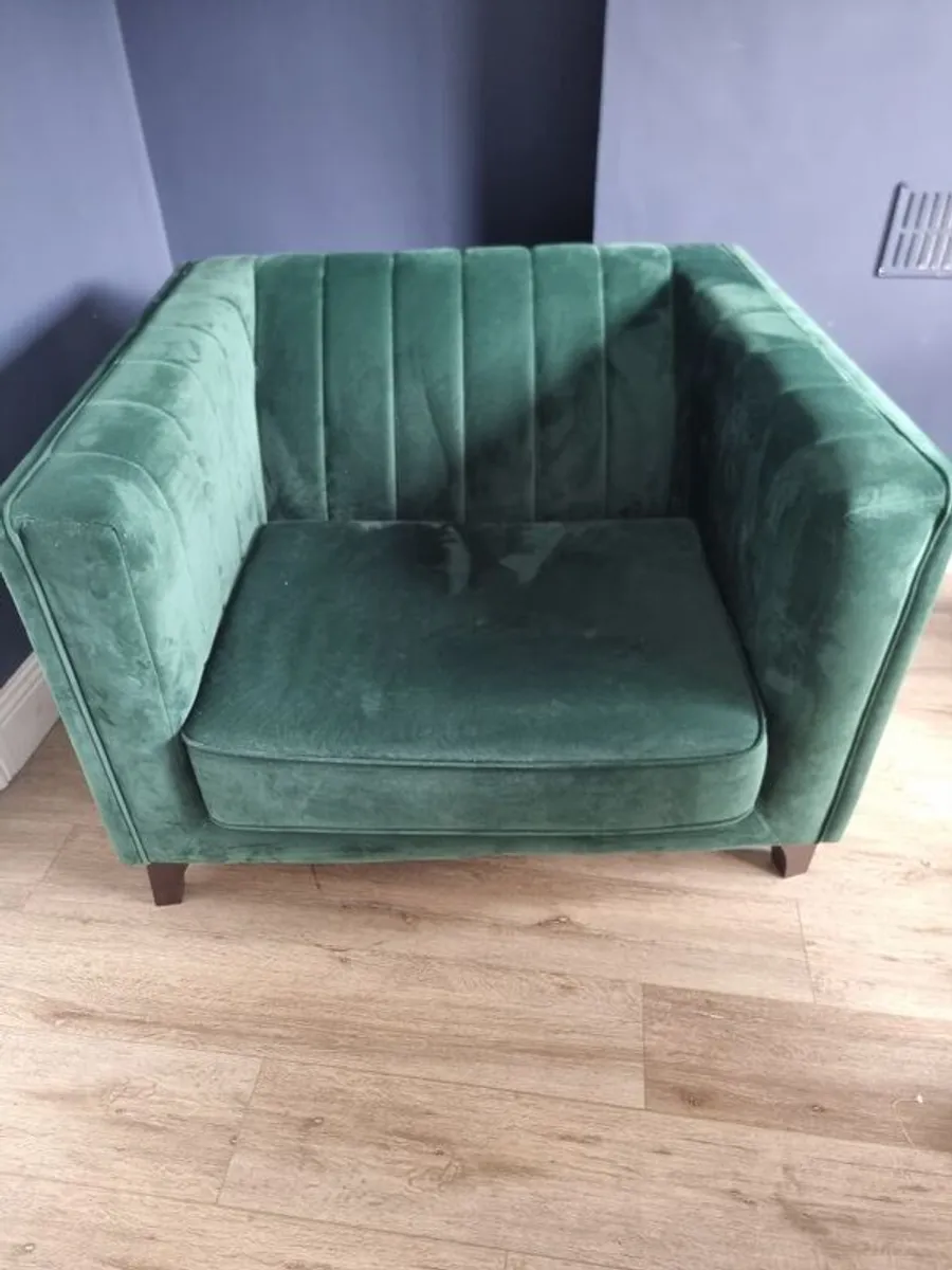 Green Fabric Loveseat - Image 3