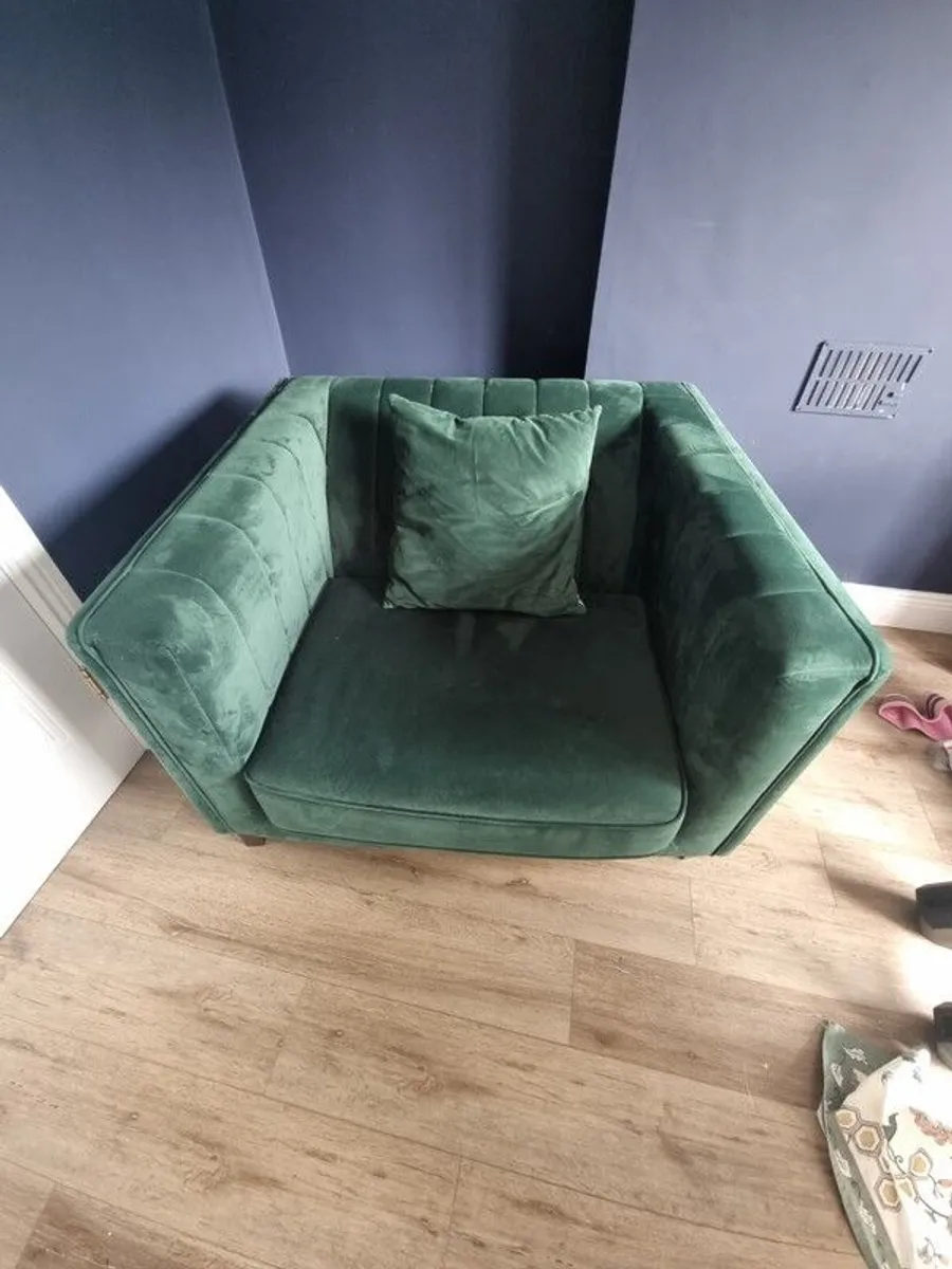 Green Fabric Loveseat - Image 1