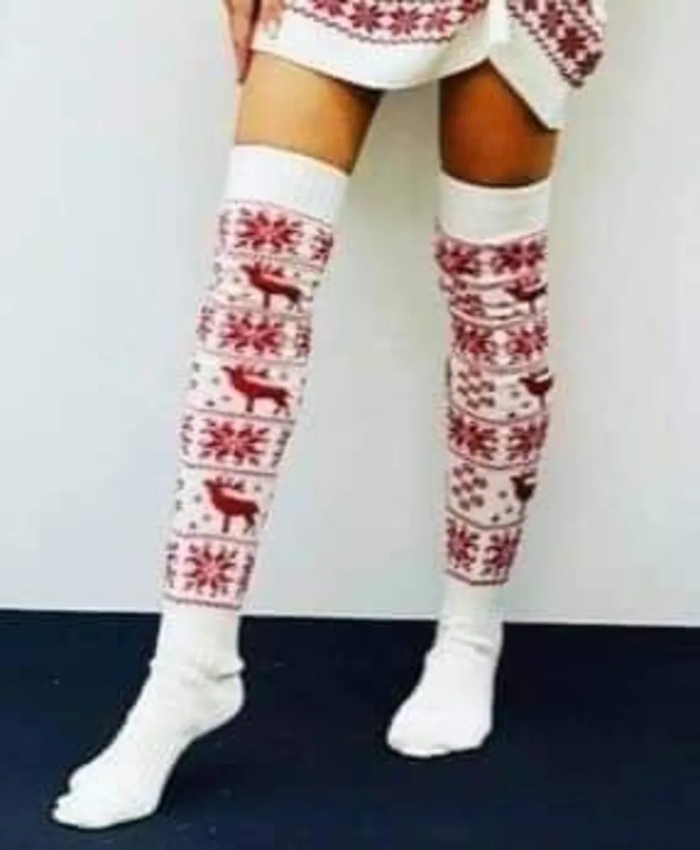 CHRISTMAS white Knee Highs socks - Image 2
