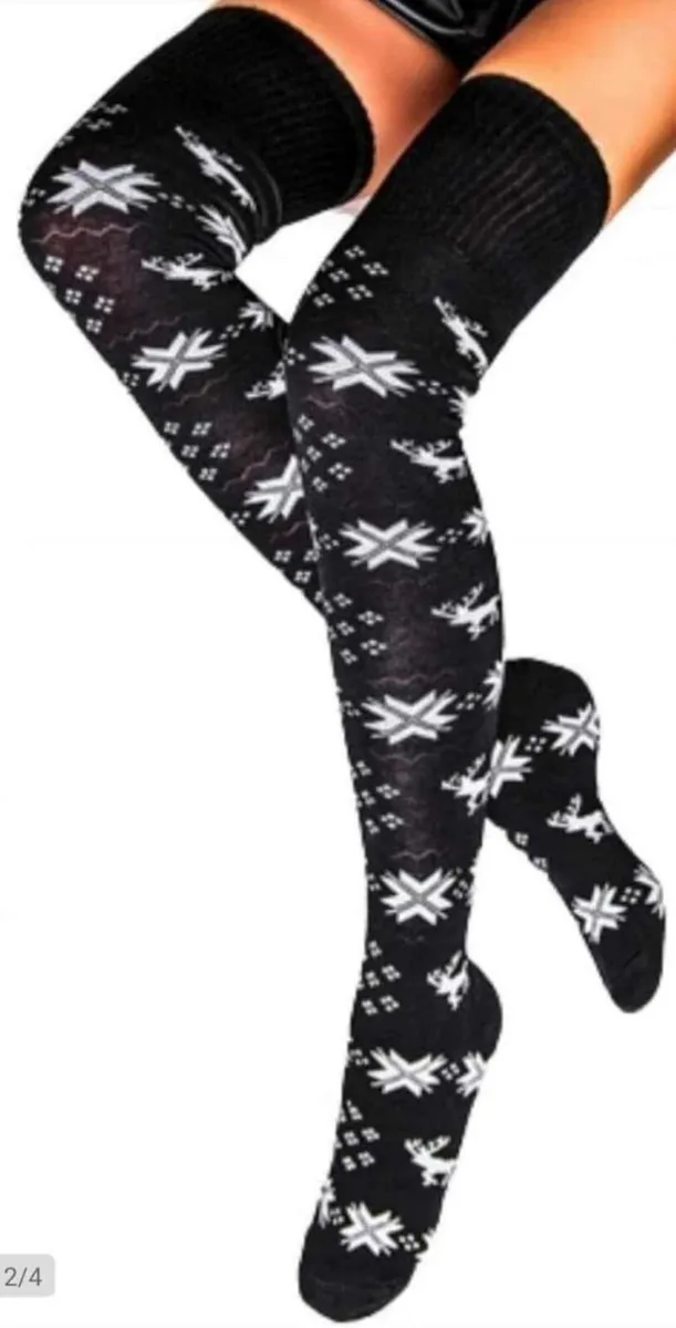 CHRISTMAS white Knee Highs socks - Image 4