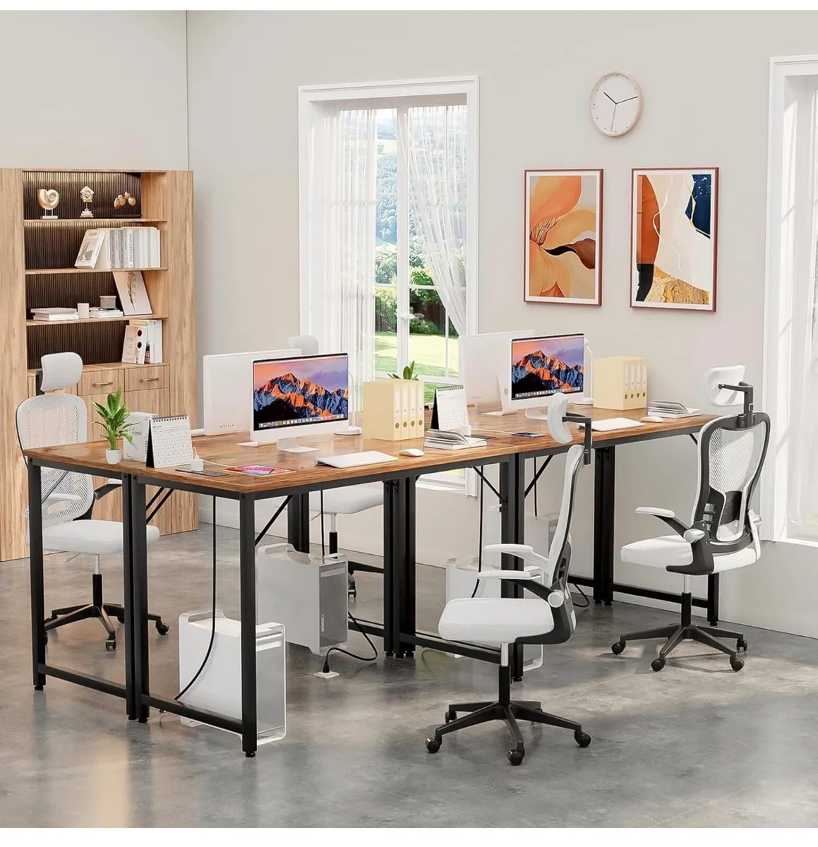 32 inch Computer Desk with Power Outlets, Rustic B - Image 2