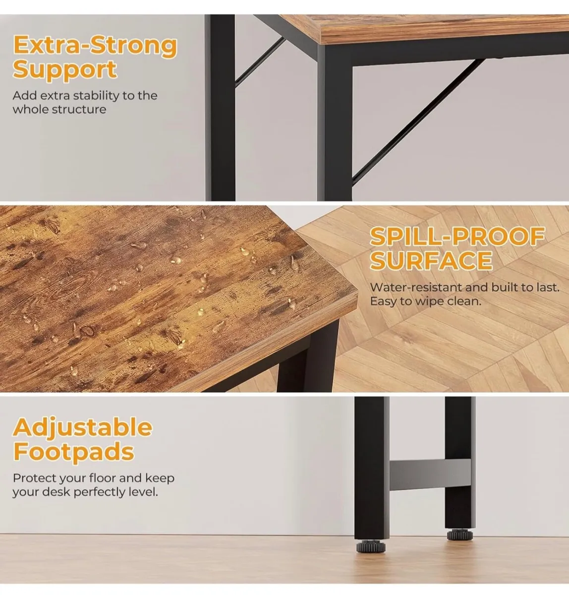 32 inch Computer Desk with Power Outlets, Rustic B - Image 4