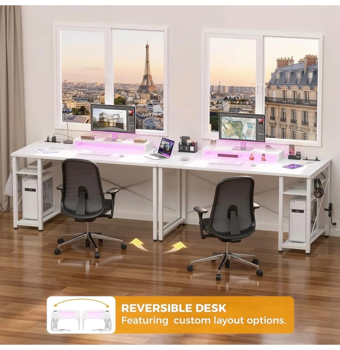 47 inch Gaming Desk with Power Outlets & LED Light - Image 3