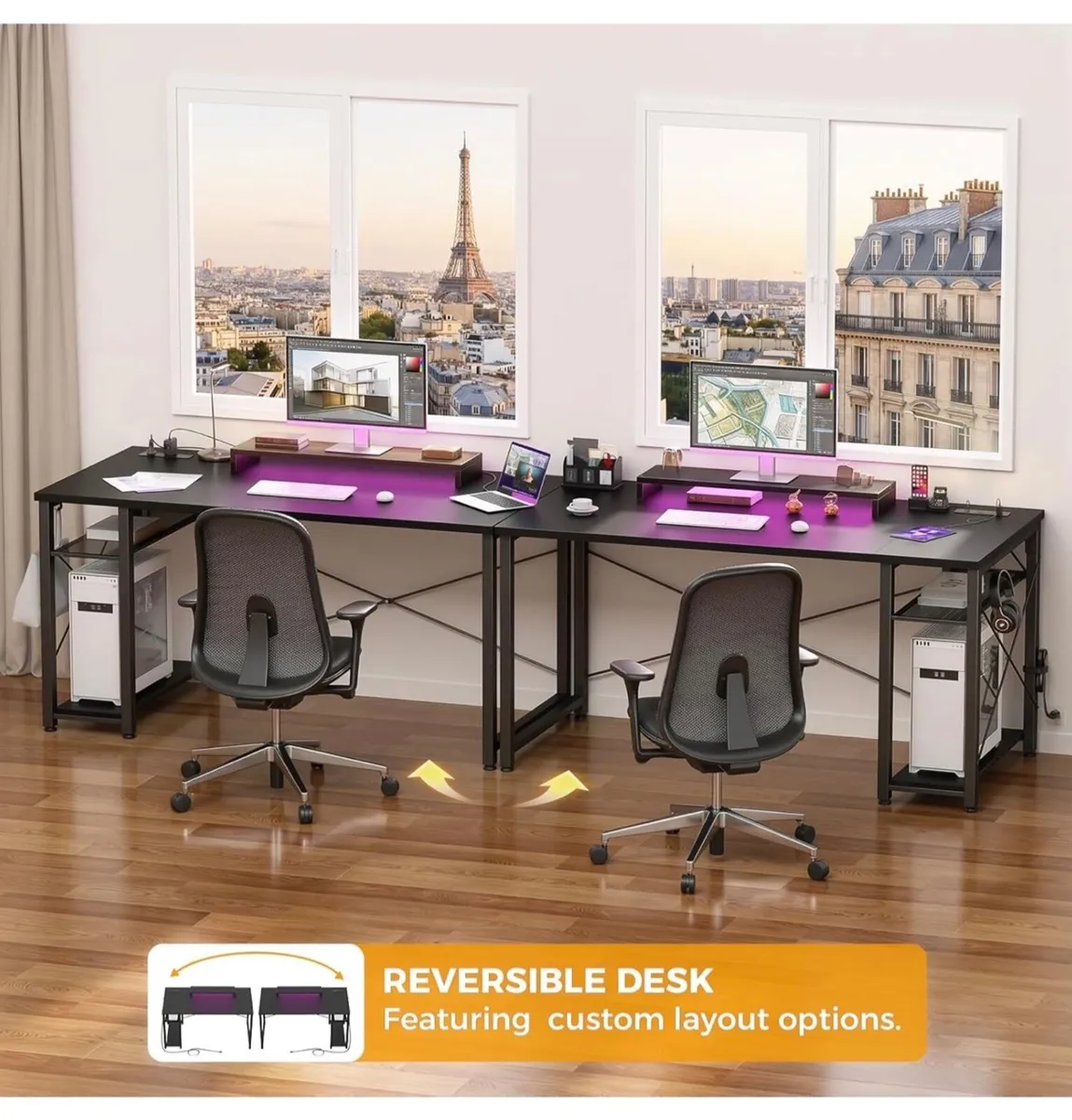 47 inch Gaming Desk with Power Outlets & LED Light - Image 3