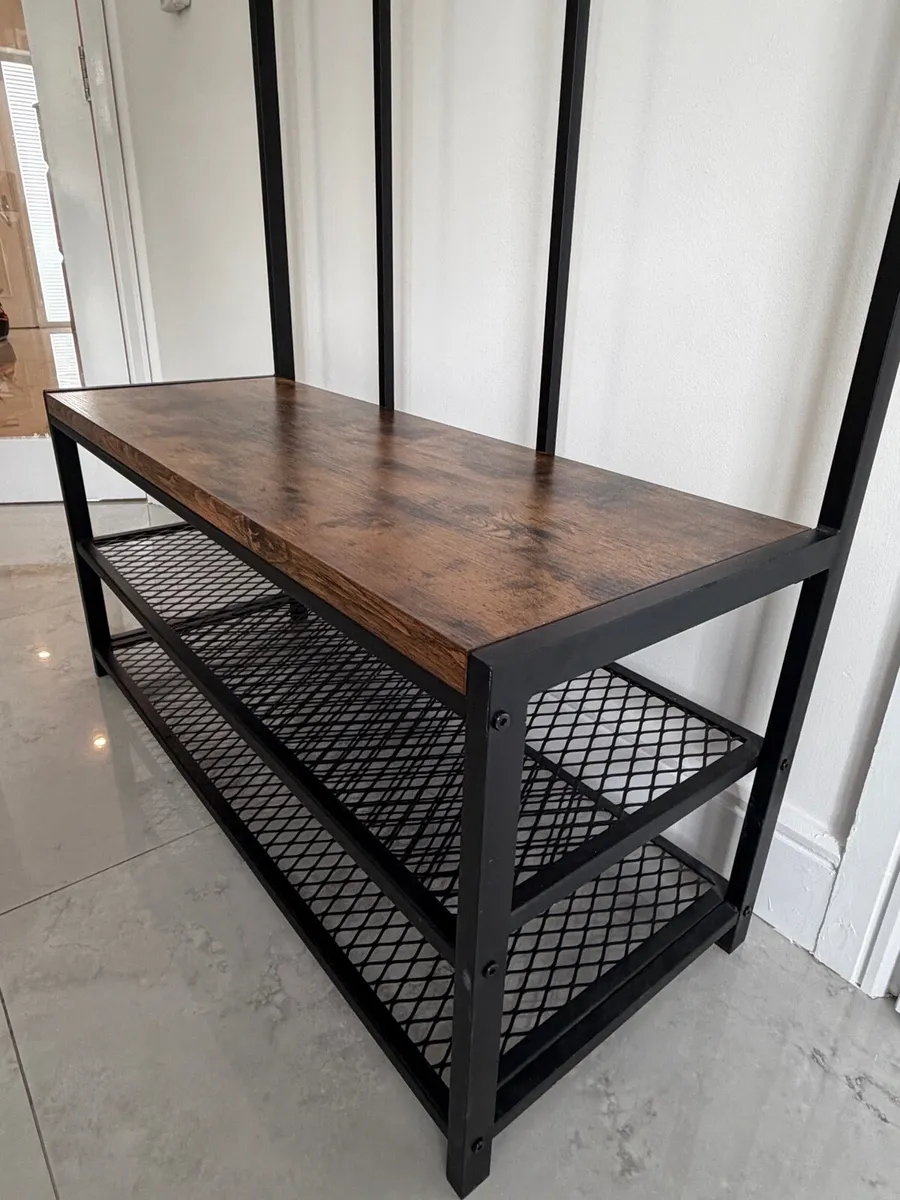 Coat stand rack with shoe storage hall tree - Image 3