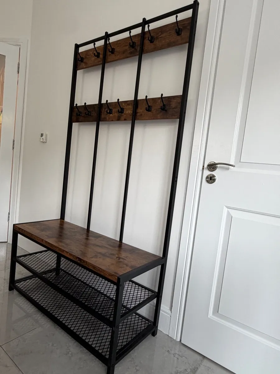 Coat stand rack with shoe storage hall tree - Image 4