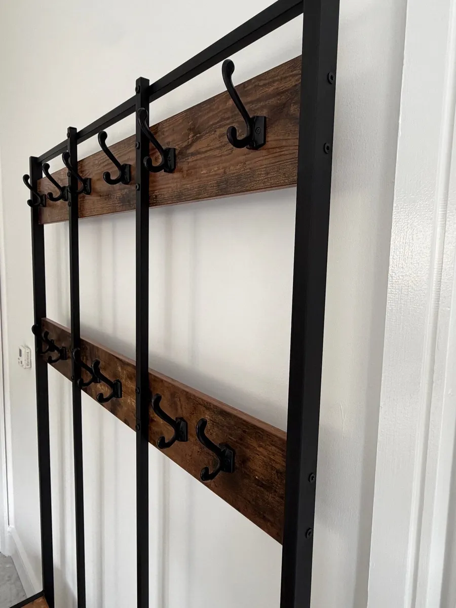 Coat stand rack with shoe storage hall tree - Image 2