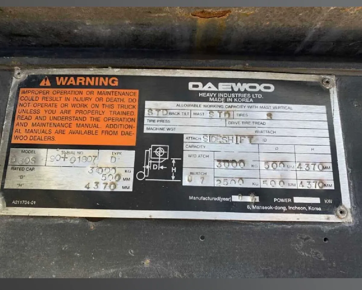 DAEWOO D30S 3T DIESEL FORKLIFT - Image 2