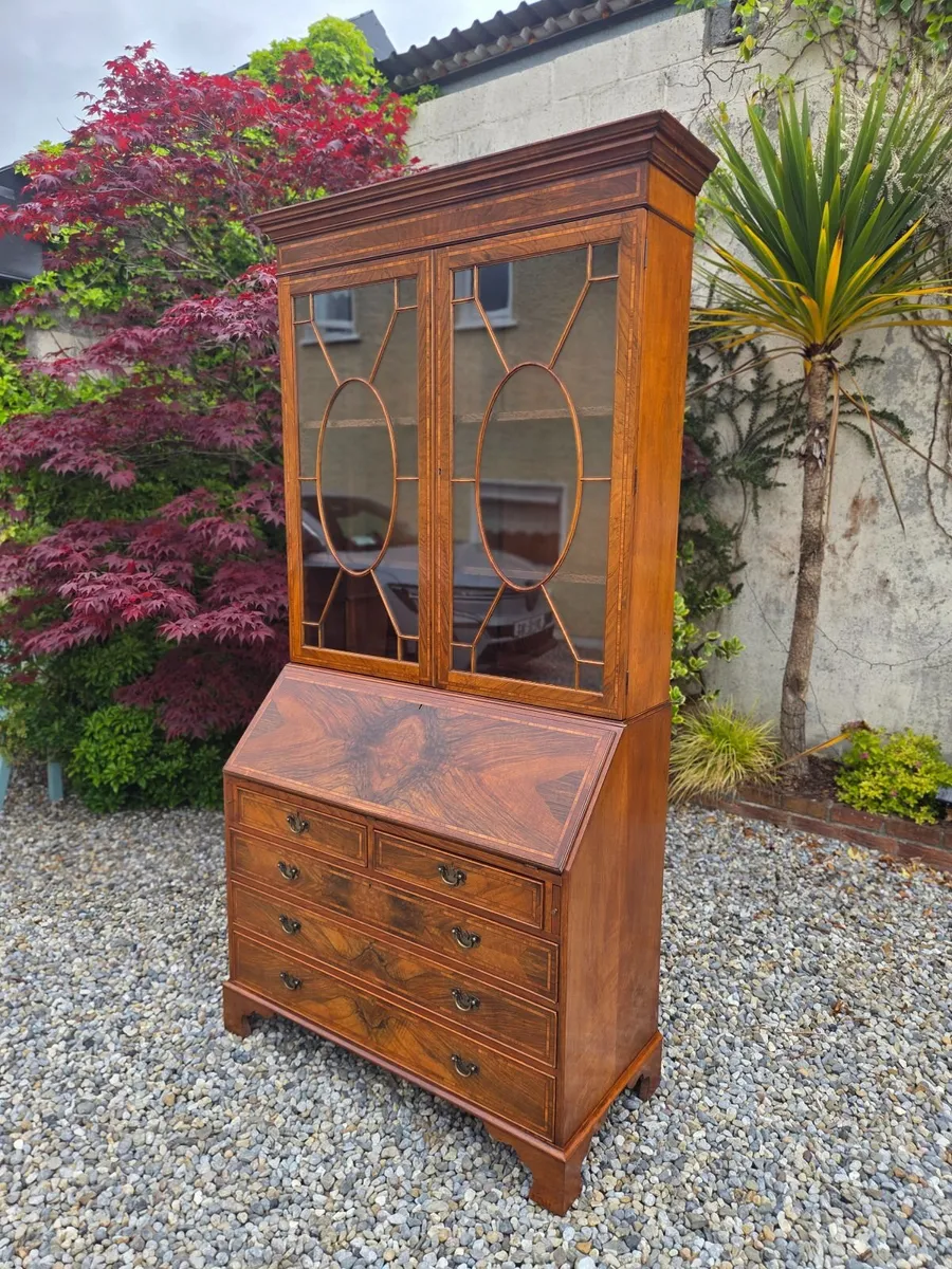 Vintage Walnut Bureau Bookcase - Image 1