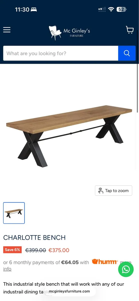 Dining Bench Ex Display 180cm - Image 2