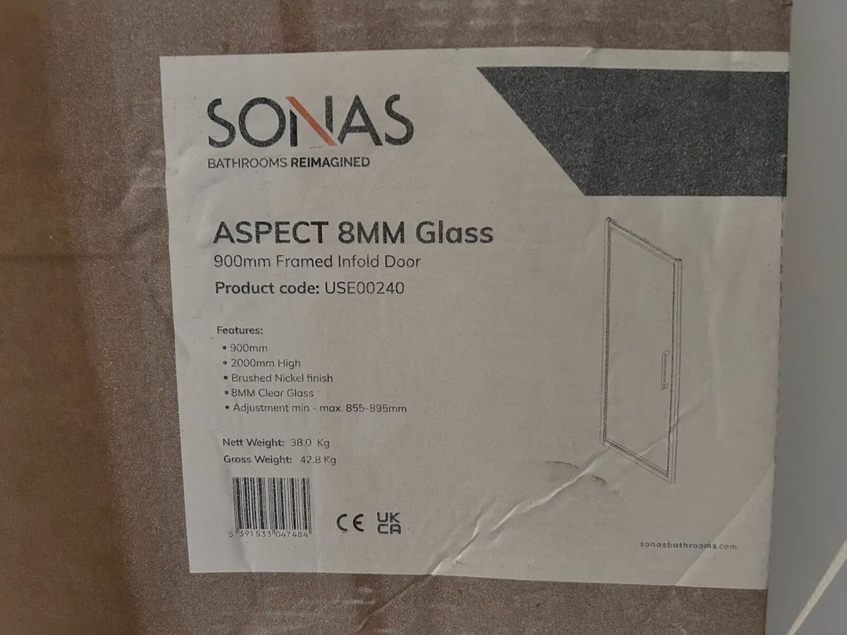 Sonas Shower door 900mm - brushed nickel - Image 3