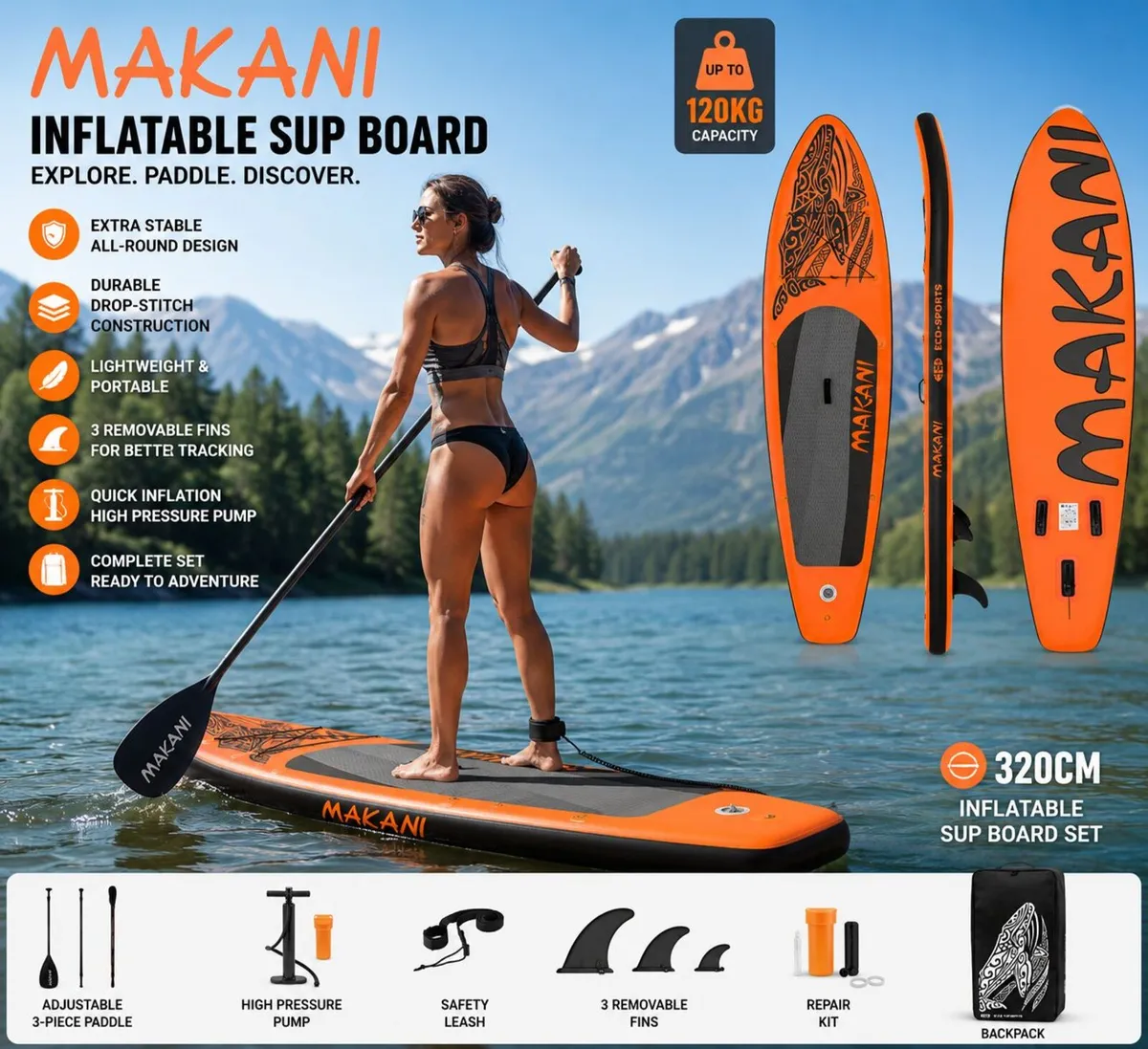 Inflatable Stand Up Paddle Board Set 320cm Complet - Image 1