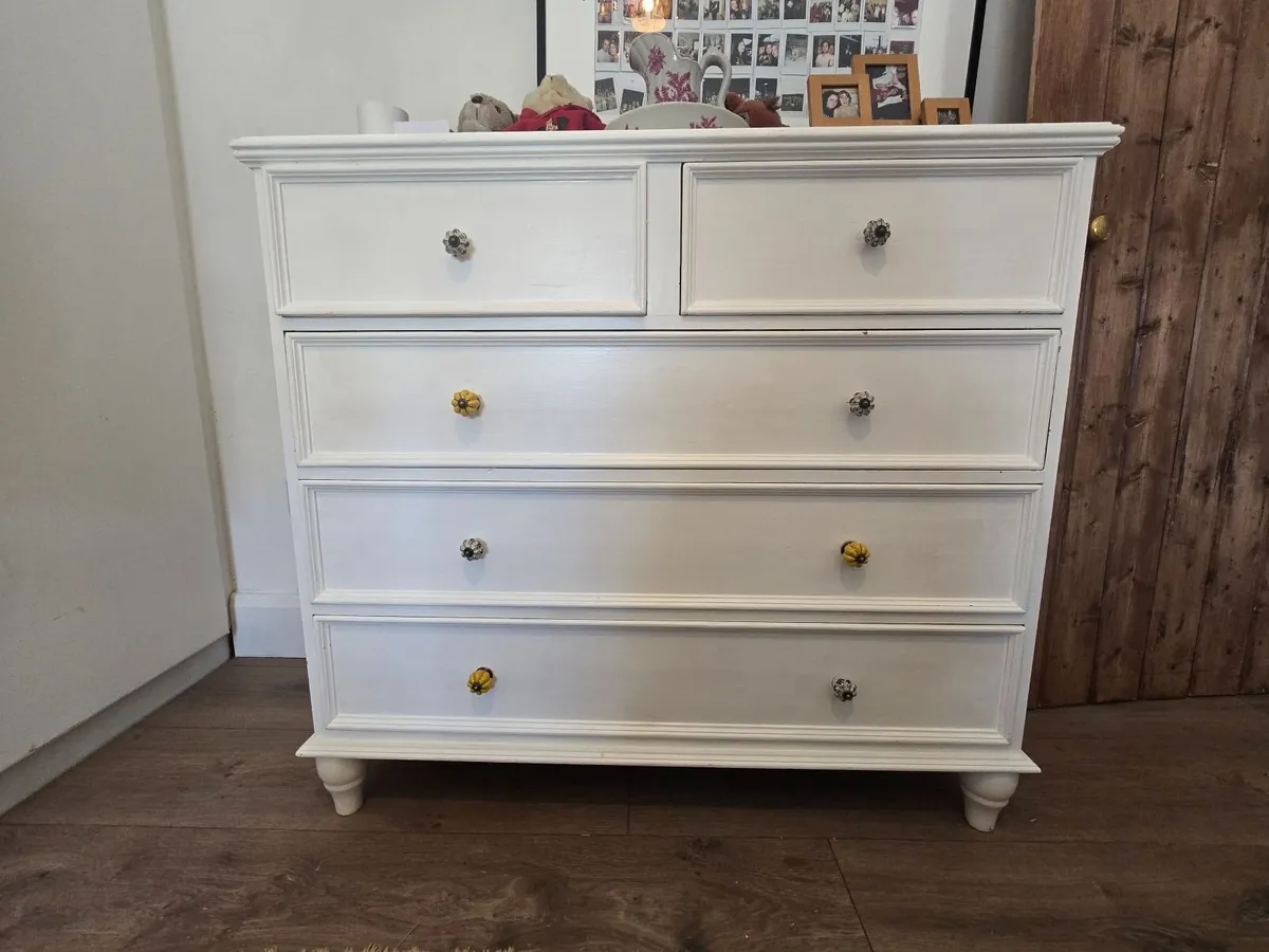 White Painted Solid Wood Chest of Drawers - Image 4