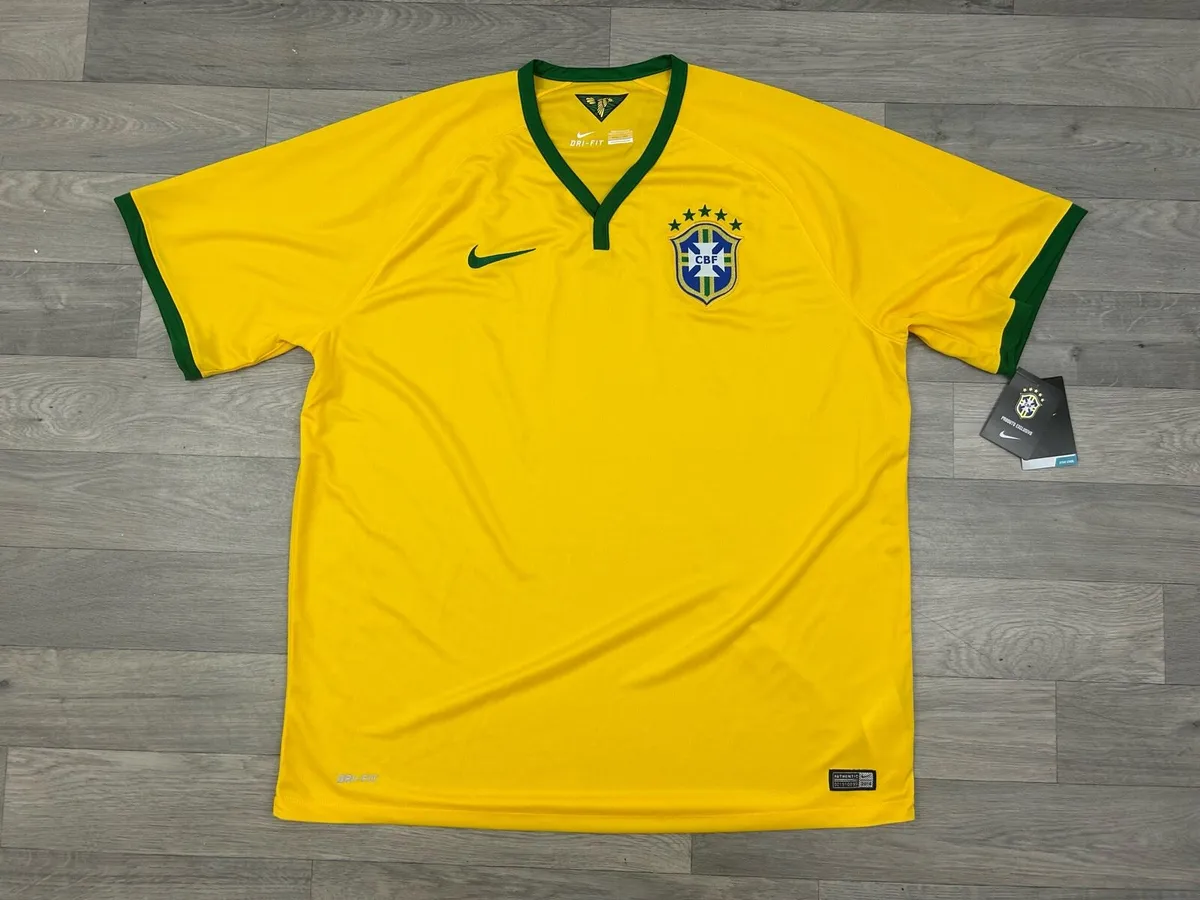 Authentic 2014 Brazil Home Jersey Shirt Mens XXL - Image 1