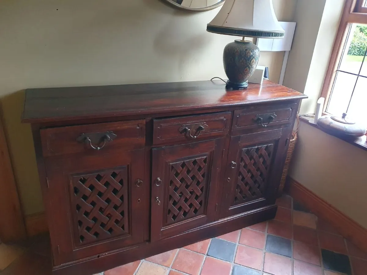 Antique Mahogany Sideboard with Lattice Door