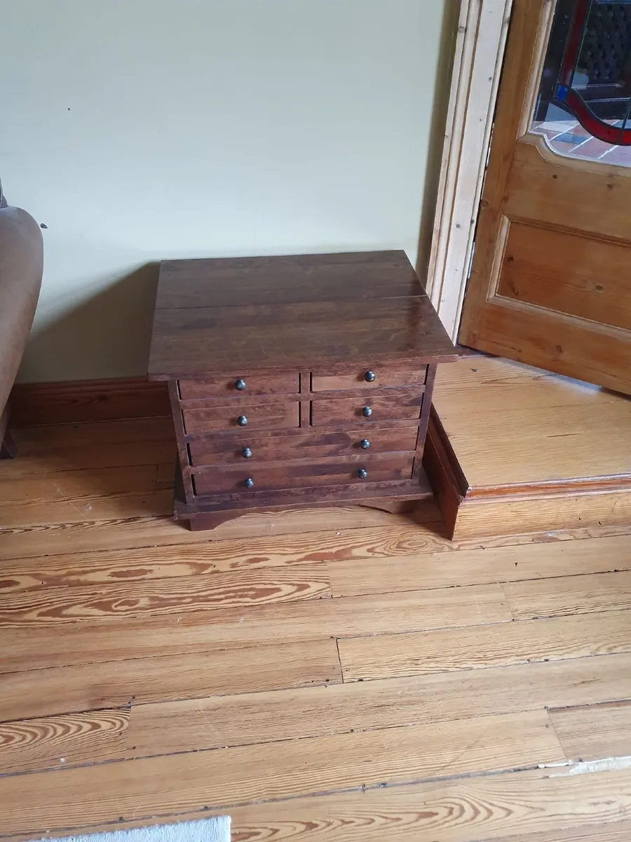 Low Dark Wood Chest / Side Table