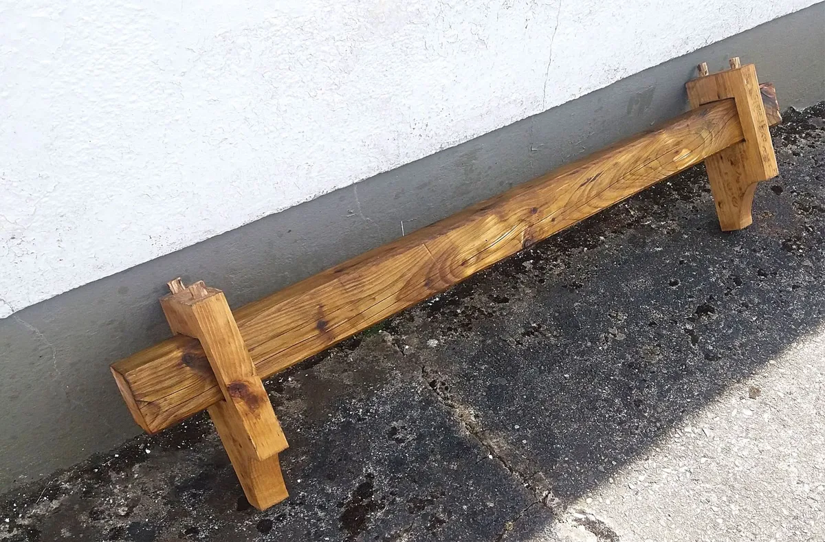 Rustic Wood Beam floating mantle / shelf - Image 2