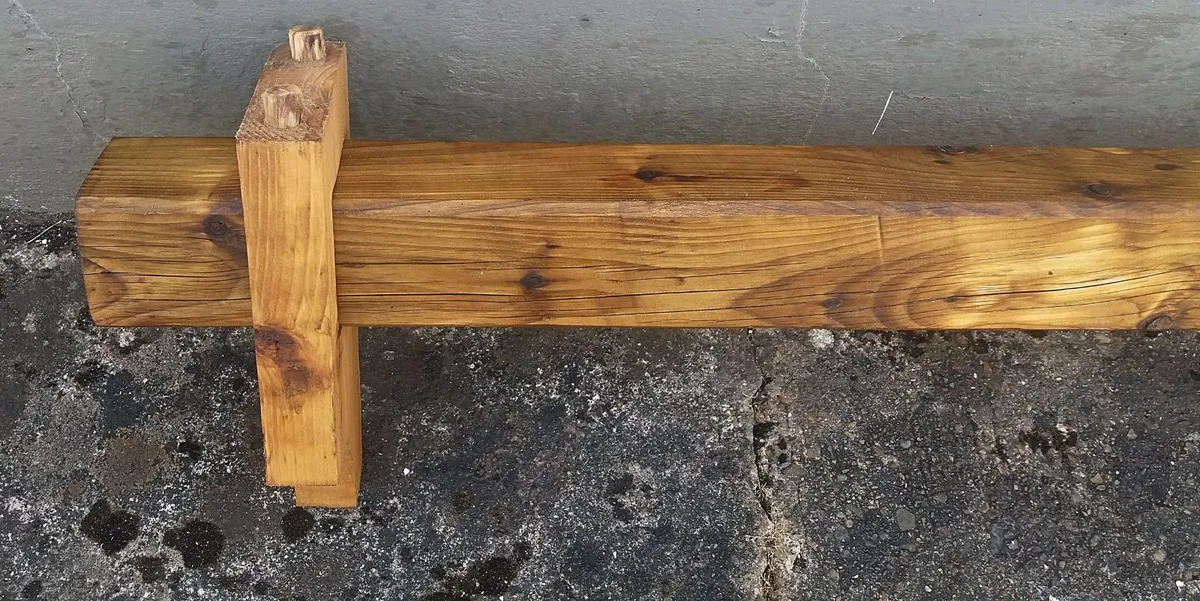 Rustic Wood Beam floating mantle / shelf - Image 4
